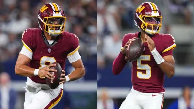 Marcus Mariota starts Week 3 after Jayden Daniels dislocates left elbow — Adam Schefter question hangs over Washington's quarterback plan