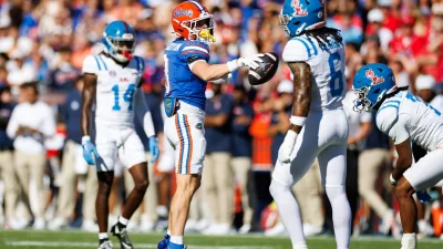 Joenel Aguero ejected for targeting after hitting Bailey Stockton in the head — Bailey Stockton briefly left Florida’s SEC home opener shaken, then returned to the sideline