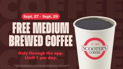 Scooter’s Coffee adds app coffee and DoorDash BOGO for National Coffee Day 2026