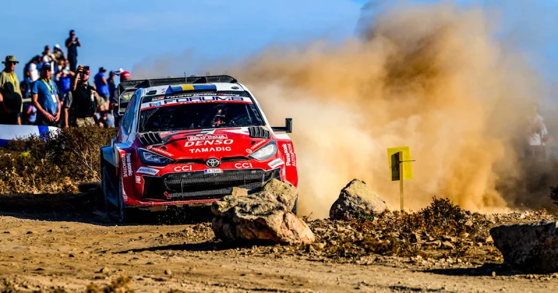 Elfyn Evans six points behind Oliver Solberg before Sunday finale in Sardinia