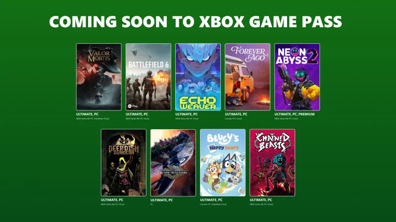 Xbox Wire Adds Battlefield 6 to Game Pass on October 13 — New Xbox Games October 9