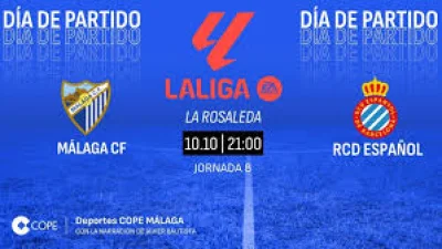 Málaga Vs Rcd Espanyol, partido del viernes 10 de octubre de 2026 a las 21:00 horas en La Rosaleda