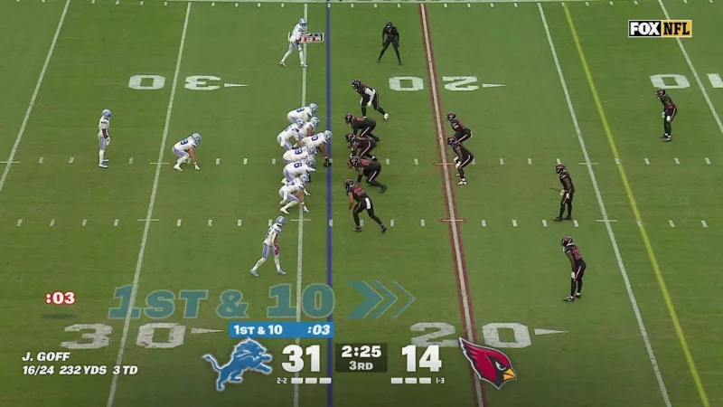 Jahmyr Gibbs' 22-yard dash gets the Lions inside the 5, with Barry Sanders record chatter in the background