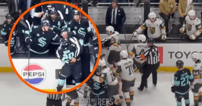 Jared McCann appeared to shove linesman Travis Toomey from the bench — Seattle Kraken face a player-safety headache