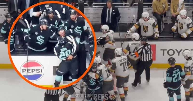 Jared McCann appeared to shove linesman Travis Toomey from the bench — Seattle Kraken face a player-safety headache