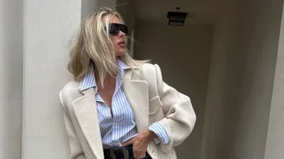 Elsa Hosk wears loafers with cropped jeans this autumn