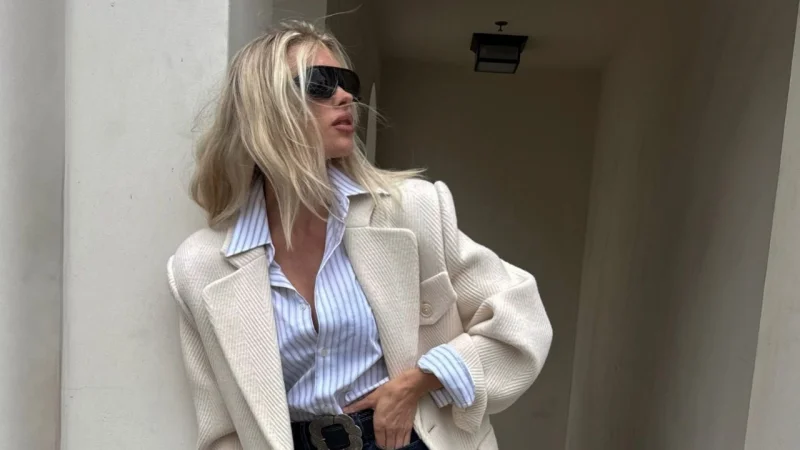 Elsa Hosk wears loafers with cropped jeans this autumn