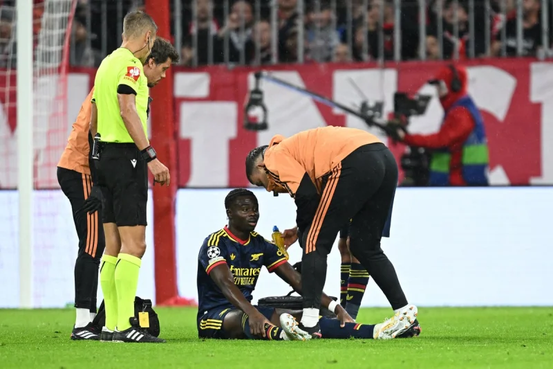 Saka Injury: Arsenal wait on Bukayo Saka after he is forced off inside 10 minutes against Bayern Munich