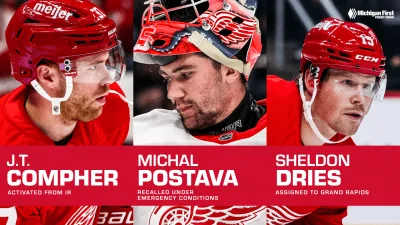 Michal Postava set for first NHL start against Edmonton — Red Wings turn to rookie in tough spot