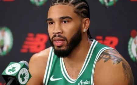 Celtics’ Tatum Confident in Recovery Says There’s No Pressure to Return Quickly