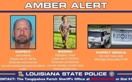 Amber Alert Issued in Tangipahoa Parish for Missing Child