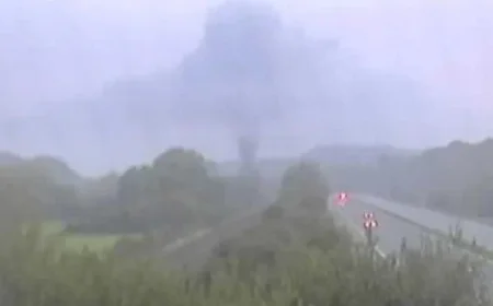 Electric Vehicles Ignite, Disrupting M5 with Car Transporter Blaze