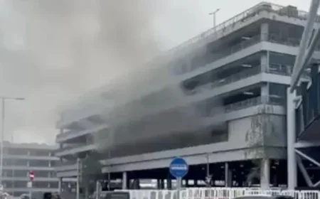Heathrow Airport Car Park Fire Caught on Video