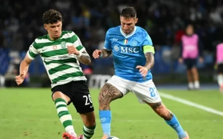 Napoli Leads 1-0: Politano’s Shot Misses Against Sporting