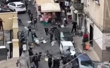 Napoli and Sporting Lisboa Fans Clash in Intense Confrontation Video