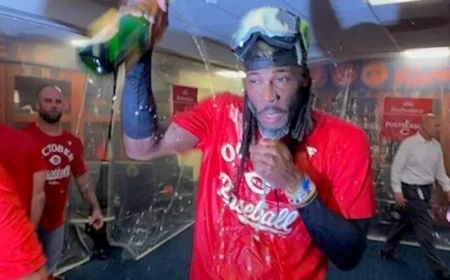 Elly De La Cruz Sports Turtleneck Jacket, Nikes for Postseason Debut