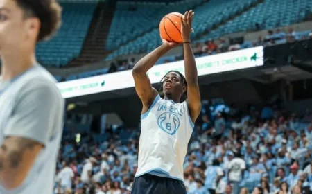 Lucas Analyzes Quick Reactions in UNC Athletics’ Blue-White Game