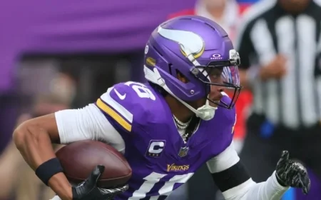 Justin Jefferson Nears Record for Most Receiving Yards in Six Seasons