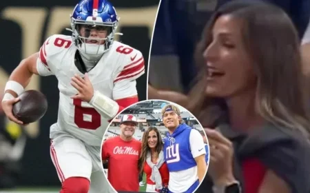 Jaxson Dart’s Mom Celebrates Giants Rookie QB’s Consecutive Touchdowns