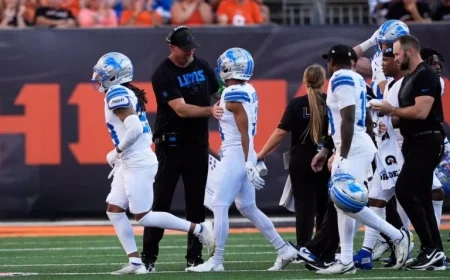 Lions Wide Receiver Exits Game with Neck Injury
