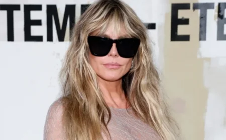 Heidi Klum Shines in Eye-Catching See-Through Dress in Paris