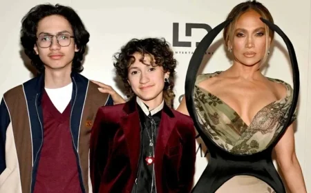 Jennifer Lopez Attends N.Y.C Screening with Twins, 17, for “Kiss of the Spider Woman”