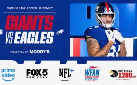 Watch, Listen, and Stream Giants vs. Eagles: Week 6 Guide