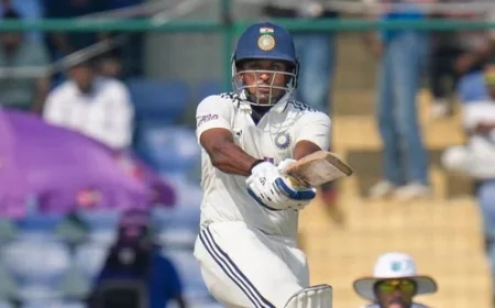 Sai Sudharsan Falls Short of Maiden Century in IND vs WI Test