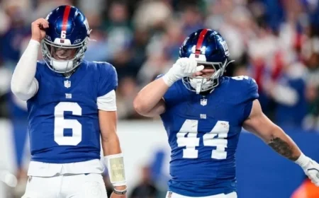 Giants’ Rookies Dart, Skattebo Score Five Touchdowns in Historic Win Over Eagles