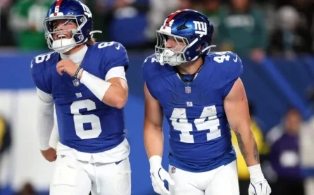 Jaxson Dart and Cam Skattebo Thrill Giants Fans, Defeat Eagles Thursday