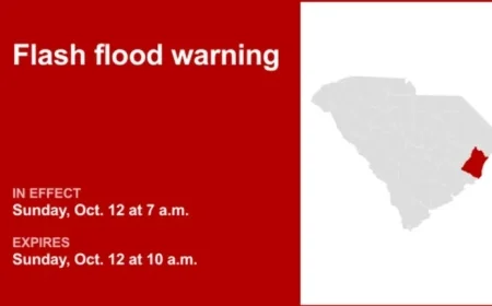 Georgetown County Faces Flash Flood Warning Sunday Morning Amid Heavy Rain