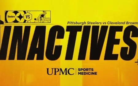 Steelers Announce Inactive Players for Week 6 Against Browns