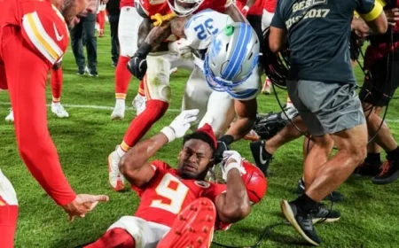 Chiefs Receiver’s Nose Bloodied in Postgame Altercation with Lions Defender