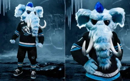 Tusky the Mammoth Mascot Emerges from Ice Before Home Opener