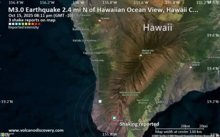 Possible Earthquake Rocks Near Hawaiian Ocean View, Hawaii