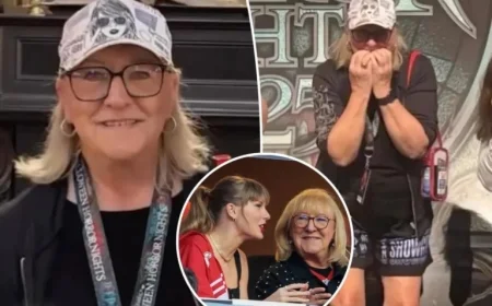 Donna Kelce Sports Taylor Swift Merchandise at Halloween Horror Nights