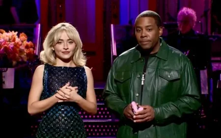 Sabrina Carpenter Laughs Off Provocative Photo in ‘SNL’ Monologue