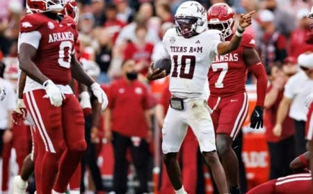 Aggies Edge Arkansas 45-42 in Thrilling Victory