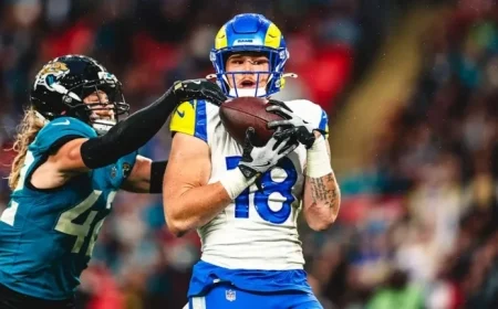 Rams’ TE Ferguson Scores First Touchdown with 31-Yard Catch vs. Jaguars