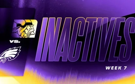Week 7 Inactives: Vikings vs. Eagles Clash in 2025 Season