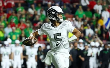 Dante Moore Propels Oregon to Record 56-10 Victory Over Rutgers