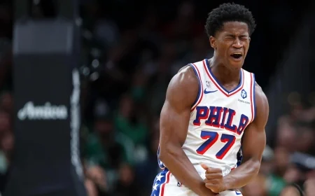 VJ Edgecombe’s electrifying debut powers 76ers past Celtics as Tyrese Maxey drops 40 in opening-night classic