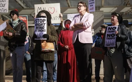 Protesters Rally During Homeland Security Secretary Noem’s Minnesota ICE Briefing