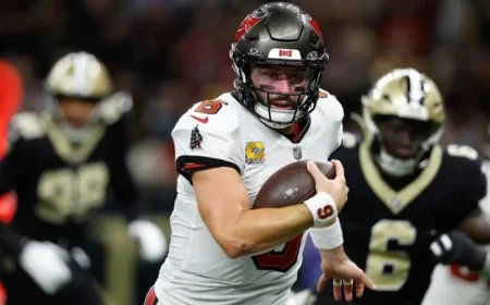 Buccaneers’ Baker Mayfield Anticipates Tough Play Against Rival Saints