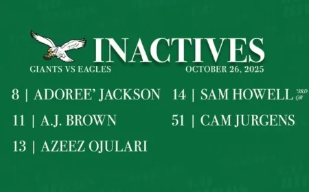 Giants vs. Eagles: Key Players Inactive
