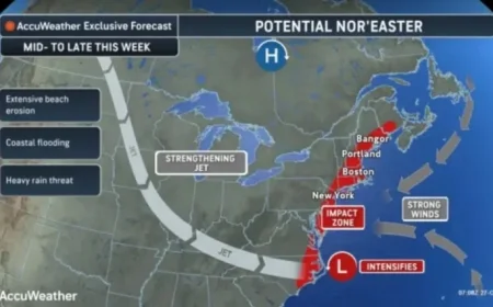 Nor’easter Update: 50 mph Wind Gusts and 2 Inches of Rain Expected