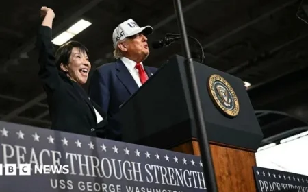 Trump Hails Troops and Tariffs on US Carrier in Japan