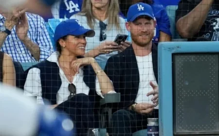 Meghan Markle and Prince Harry Attend World Series Game in Dodgers Hats