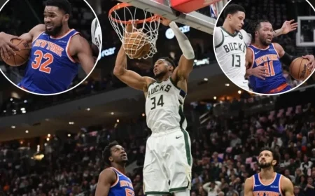 Giannis Antetokounmpo Dominates Towns in Bucks’ Victory Over Knicks