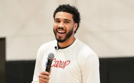 Jayson Tatum Joins Celtics Travel While Recovering Achilles, Engages in Community Work